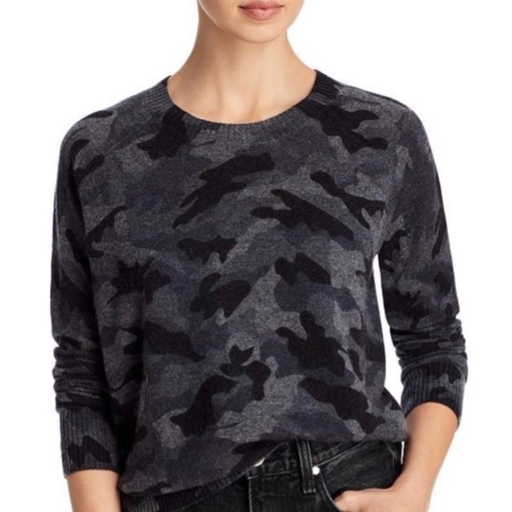 Aqua cashmere sweater in camo
